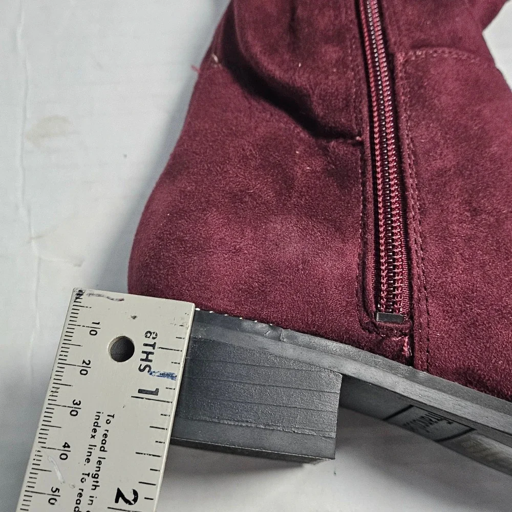 Franco Sarto Bailey Over The Knee Boots Dark Burgundy Suede Block Heel Womens 5M